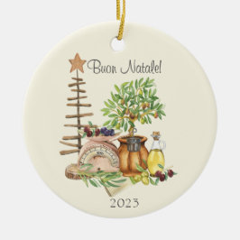 Buon Natale Gepersonaliseerde rustieke Italiaanse  Keramisch Ornament