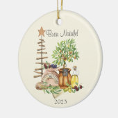 Buon Natale Gepersonaliseerde rustieke Italiaanse  Keramisch Ornament (Links)