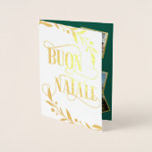 Buon Natale Gold Berries Groene foto Collage Folie Kaarten (Voorkant)