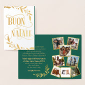 Buon Natale Gold Berries Groene foto Collage Folie Kaarten (Display)