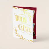 Buon Natale Gold Berries Red Photo Collage Folie Kaarten (Voorkant)