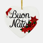 Buon Natale Heart Shape Keramisch Ornament (Voorkant)