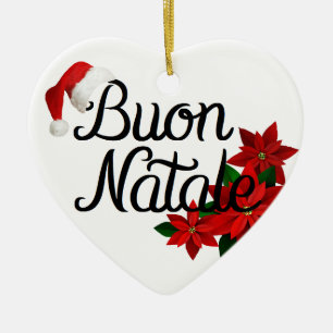 Buon Natale Heart Shape Keramisch Ornament