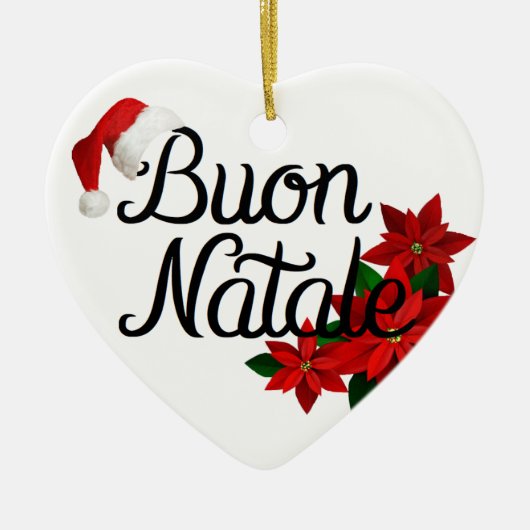 Buon Natale Heart Shape Keramisch Ornament (Voorkant)