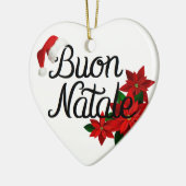 Buon Natale Heart Shape Keramisch Ornament (Links)
