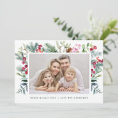 Buon Natale Holly Berry Foto Feestdagenkaart (Staand voorkant)