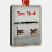 Buon Natale - Honkers - Canada Geese Metalen Ornament (Rechts)