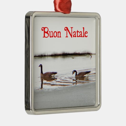 Buon Natale - Honkers - Canada Geese Metalen Ornament (Rechts)