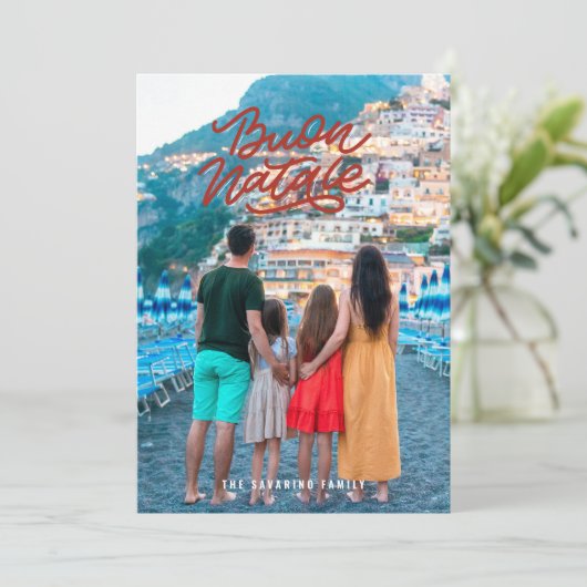Buon Natale Italiaans Kerst Foto Vakantie Kaart (Staand voorkant)