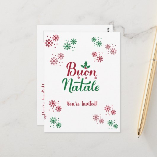 Buon Natale Italiaans kerstfeest Briefkaart (Voorkant / Achterkant in situ)