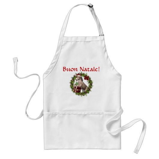 Buon Natale Italiaans Kerstfeest Donkey Apron Standaard Schort (Voorkant)