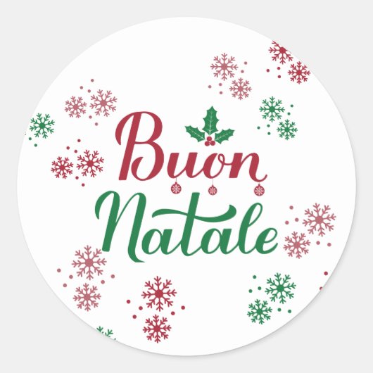 Buon Natale Italiaans kerstfeest Ronde Sticker (Voorkant)