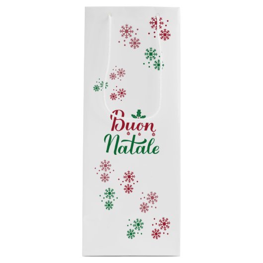 Buon Natale Italiaans kerstfeest Wijn Cadeautas (Voorkant)