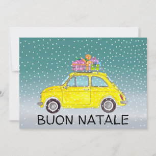 Buon Natale Italiaans Kerstgeel Fiat 500 Feestdagenkaart