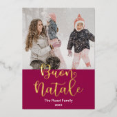 Buon Natale, Italiaans kerstlegant met vrolijk ker Folie Feestdagenkaart (Voorkant)