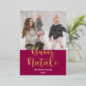 Buon Natale, Italiaans kerstlegant met vrolijk ker Folie Feestdagenkaart (Staand Voorkant)