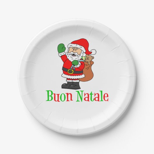 Buon Natale Italiaans kerstpapieren Bord (Voorkant)