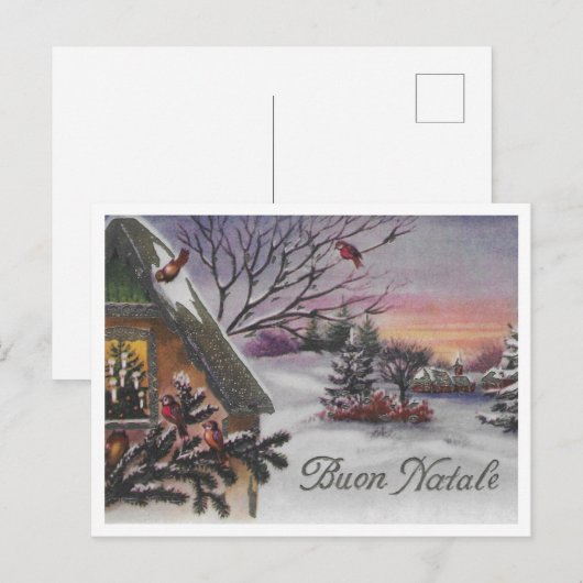 Buon Natale  Italiaans Kerstscène uit de jaren 194 Briefkaart (Voorkant / Achterkant)