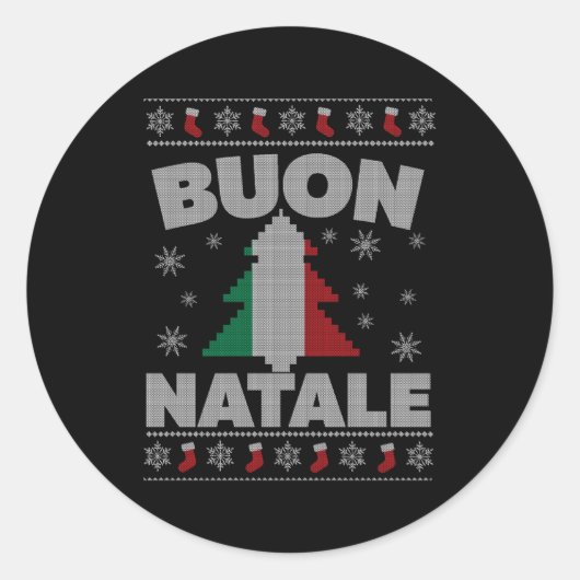 Buon Natale Italiaans lelijk voor en Ronde Sticker (Voorkant)