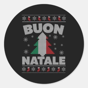 Buon Natale Italiaans lelijk voor en Ronde Sticker