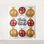 Buon Natale Italiaans rood goud vakantie baubles Wandkleed (Voorkant)
