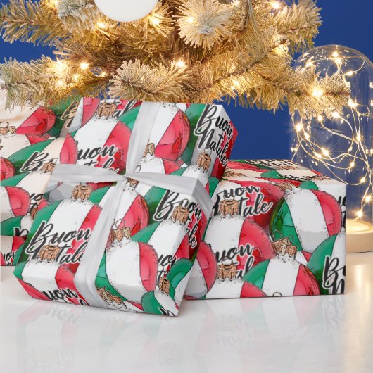 Buon Natale Italiaans Vlaggensierpapier Cadeaupapier (Feestdagen)