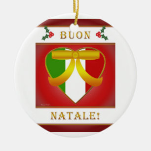 Buon Natale Italiaans vlaggeschut - Ronde versieri Keramisch Ornament