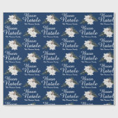 Buon Natale Italiaans Vrolijk Kerstblauw Cadeaupapier (Vlak)