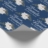 Buon Natale Italiaans Vrolijk Kerstblauw Cadeaupapier (Hoek)