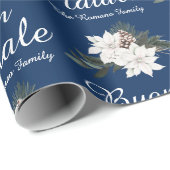 Buon Natale Italiaans Vrolijk Kerstblauw Cadeaupapier (Rol Hoek)