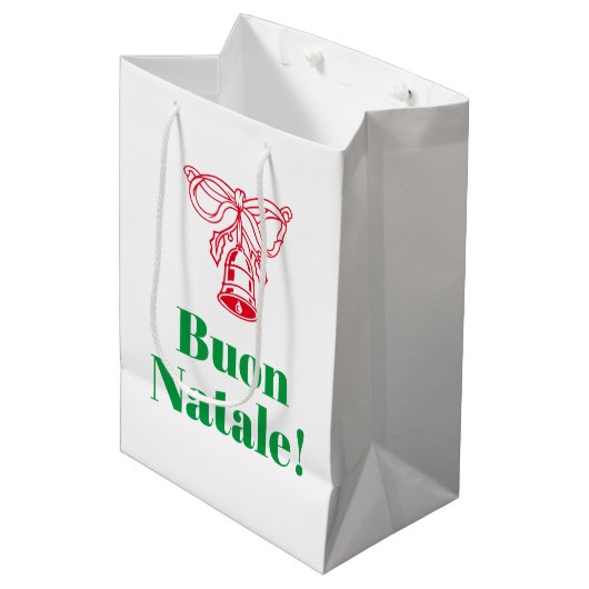 Buon Natale Italiaans Vrolijk Kerstfeest gewoonte Medium Cadeauzakje (Voorkant Gekanteld)