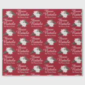 Buon Natale Italiaans Vrolijk Kerstrood Cadeaupapier (Vlak)