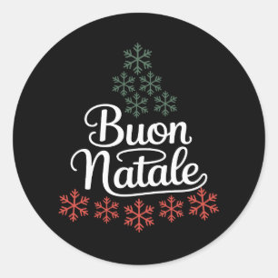 Buon Natale Italiaanse familie kerstboom vakantie Ronde Sticker