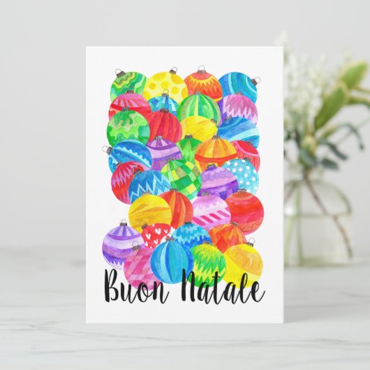 Buon Natale, Italiaanse kerstbubbels, waterverf Kaart (Staand voorkant)