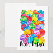 Buon Natale, Italiaanse kerstbubbels, waterverf Kaart (Voorkant / Achterkant)