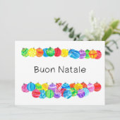 Buon Natale, Italiaanse kerstbubbels, waterverf Kaart (Staand voorkant)