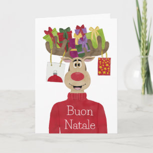 Buon Natale, Italiaanse kerstcadeaus rendieren Feestdagen Kaart