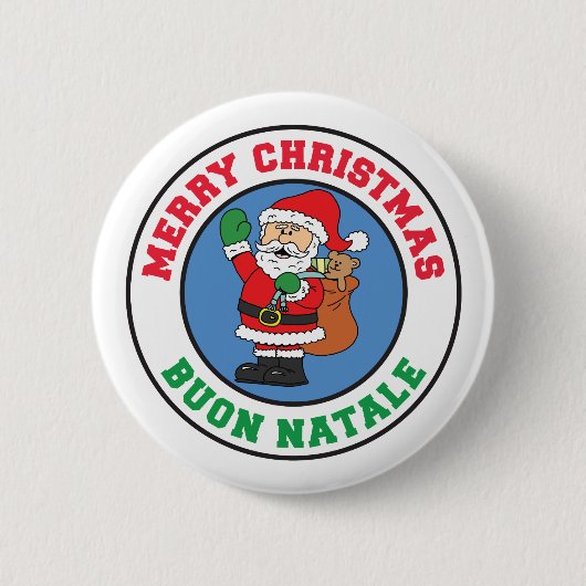 Buon Natale, Italiaanse kerstkerstkerstkerstman Bu Ronde Button 5,7 Cm (Voorkant)