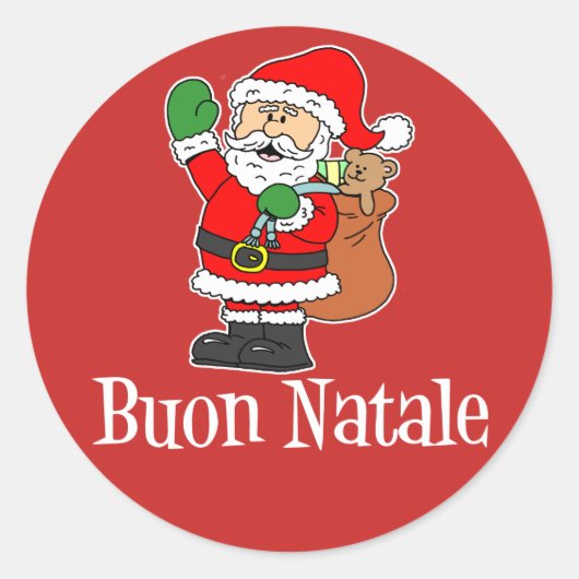 Buon Natale, Italiaanse kerstman (RED) Ronde Sticker (Voorkant)