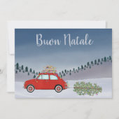Buon Natale Italiaanse Kerstmis Rode Fiat 500 Feestdagenkaart (Voorkant)