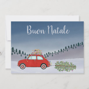 Buon Natale Italiaanse Kerstmis Rode Fiat 500 Feestdagenkaart