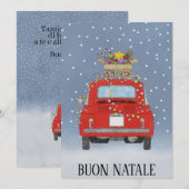 Buon Natale Italiaanse Kerstmis rode Fiat 500 Feestdagenkaart (Voorkant / Achterkant)
