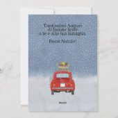 Buon Natale Italiaanse Kerstmis rode Fiat 500 Feestdagenkaart (Achterkant)