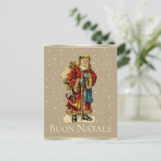 Buon Natale Italiaanse  kerststerren Feestdagenkaart (Staand voorkant)