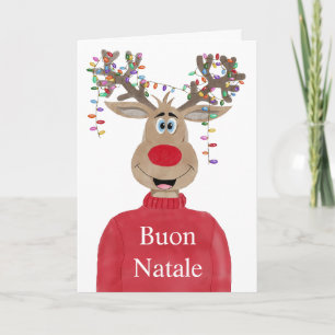 Buon Natale, Italiaanse kerstverlichting rendieren Feestdagen Kaart