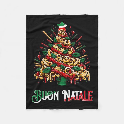 Buon natale italiaanse pasta kerstboom voor Kerstm Fleece Deken (Voorkant)