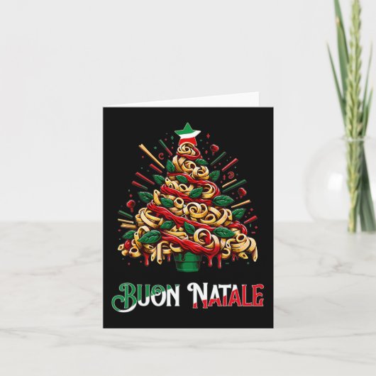 Buon natale italiaanse pasta kerstboom voor Kerstm Kaart (Voorkant)