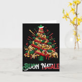 Buon natale italiaanse pasta kerstboom voor Kerstm Kaart (Gele Bloem)