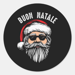 Buon natale italiaanse santa claus babbo grappige  ronde sticker