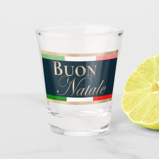 Buon Natale Italiaanse vlag Kerstmis Shot Glas (Voorkant)